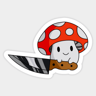 Fantastic mushroom with knife Sticker